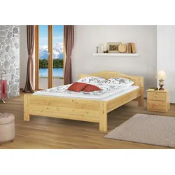 Erst-Holz Kieferbett natur Doppelbett 140x200 Futonbett Bett breit Massivholzbett Rollrost 60.37-14