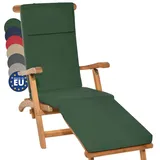 Beautissu Auflage für Deckchair LoftLux DC 175x45x5cm Luxus Polsterauflage für Gartenliege Auflage Liegestuhl Polster - Bezug Abnehmbar - Gartenmöbel Kissen Grün