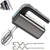 Handmixer Edelstahl Elektrischer Handmixer Stabmixer 2 Schneebesen 2 Teighaken, 800 w, 5 Geschwindigkeitsstufen Handrührgerät Handrührer Pürierstab