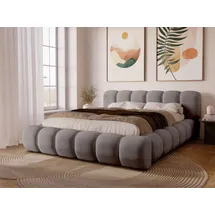 GRAINGOLD Polsterbett mit Bettkasten 140x200 Grau Samt, Doria