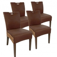 Amagohome Rattanstuhl Esszimmer Stühle Set 4 Stück Wintergarten Stühle Bilbao Polsterstühle prairie brown
