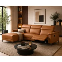 OTTO home Ecksofa OTTO HOME "LUND, L-Form, 261cm, man. o. elektr. Relaxfunktion (mit USB-A)", braun (cognac), B:261cm H:97cm T:179cm, Echtleder 100% Echtleder;Kunstleder 100% Polyurethan, Sofas, Ecksofa, und Kopfteilverstellung
