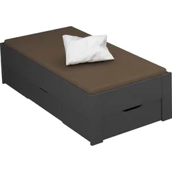 Stauraumbett RAUCH "Aditio", grau (graumetallic), B:96cm H:50cm L:208cm, Betten, ohne Kopfteil, inklusive Schubkästen