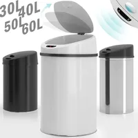  Jago Mülleimer mit Sensor / 40 Liter, Edelstahl Weiß