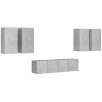 VidaXL 6-tlg. TV-Schrank-Set Betongrau Holzwerkstoff