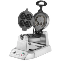 Waring Mini Belgisches Waffeleisen, belgische Waffeln, Brüssel, Profi Line, Waffelautomat, Waffelbäcker, Edelstahl, 2 Stück Waffeln