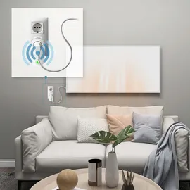 Wiltec Infrarotheizung und WLAN Thermostat Set Heizpaneel 290W IR... Wandheizung, Heizkörper, Weiss