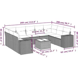 vidaXL Gartensofa-Set 10-tlg. schwarz