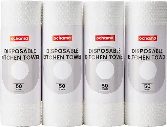 ochama Küchenpapiertücher, super saugfähig, Einweg-Handtücher, ölabsorbierende, verdickte Tücher, vielseitige Spültücher, hohe Grammatur bei Küchenrollen, 50 Blatt * 4 Rollen