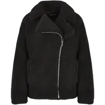 URBAN CLASSICS Ladies Sherpa Biker Jacket - Schwarz