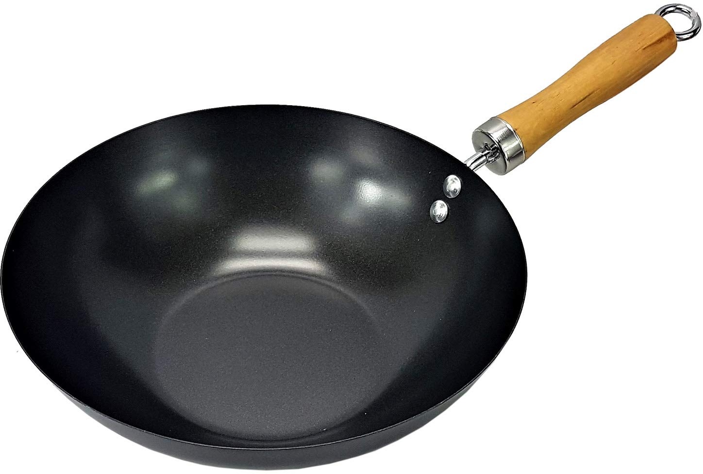 Rovial ALPINA Wok-Pfanne China Pfanne Asia Wokpfanne mit Holzgriff Ø 25 cm Bratpfanne antihaftbeschichtet 28-305