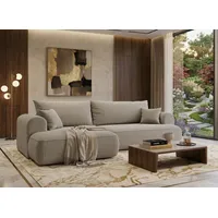 B&B HOME Big-Sofa Vitton mit Schlaffunktion, L-Form, Cord, Beige, Skandinavisch, Bettkasten, Wohnzimmer (Mit Armlehne Links)
