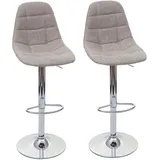 Mendler 2er-Set Barhocker HWC-A67, Barstuhl Tresenhocker, MVG-zertifiziert ~ creme-grau, Textil