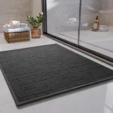 SIXHOME 80 * 80cm Dunkelgrau Badteppich super saugfähige Badteppich rutschfest waschbar Badezimmerteppich Badematten mit Gummirückseite für Dusche Badezimmer Badewanne