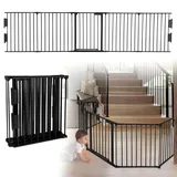 Suusolny KinderKaminLaufstall 300cm Kaminschutzgitter mit Tür Metall Kamingitter Faltbar Schutz Absperrgitter für Kinder Haustier inkl. 5 Elementen Mit Sicherheitsverriegelung