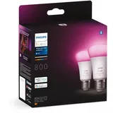 Philips Hue White and Color Ambiance 800 LED-Bulb E27 6.5W, 2er-Pack (929002489602)