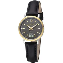 REGENT Damen Armbanduhr Analog-Digital Lederarmband schwarz