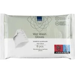 ABENA® Waschhandschuhe feucht, farbstofffrei 1999914717 , 1 Packung = Waschhandschuhe