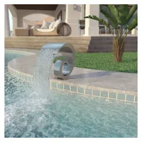 vidaXL Pool Brunnen Schwallbrause Schwalldusche Wasserschwall Schwimmbad Wasserfall Poolfontäne Garten Teich Edelstahl 50x30x53cm Silbern