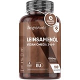 Omega 3 - Leinöl - 180 Kapsel - Vegan Omega 3 6 9 - 1000mg Leinsamenöl - Vegan