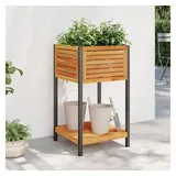 vidaXL Pflanzkübel mit Ablage 45x45x80 cm Massivholz Akazie und Stahl