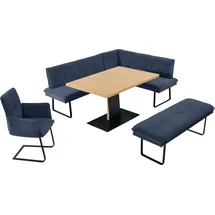 K+W Komfort & Wohnen Essgruppe Giacomo III, (4-tlg), wahlweise links oder rechts langer Schenkel 207cm, Freischwingersessel blau