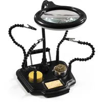 McPower 11M Dritte Hand mit LED-Lupe, Vier Klemmen, 4W, USB-Stromversorgung, schwarz