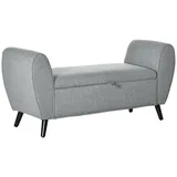 Homcom Sitzbank mit Stauraum, Polsterbank mit Leinenoptik Truhenbank mit Armlehne, Aufbewahrungsbox, Hellgrau, 140 x 49 x 68 cm