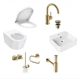 Lenz Gästebad-Set 'Perfect Fit' weiß/gold 8-teilig