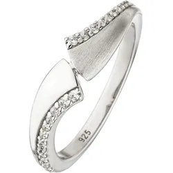 Silberring JOBO Gr. 58, silber (silber 925), Fingerringe, Damen, 58, Silber 925 (Sterlingsilber), 925 Silber mit 24 Zirkonia
