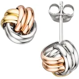 Jobo Ohrstecker Knoten 925 Sterling Silber tricolor dreifarbig vergoldet