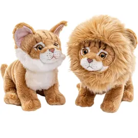 Uni Toys Uni-Toys - Maine-Coon-Katze mit aufsetzbarer Löwenmähne - 20 cm (Höhe) - Plüsch-Kätzchen - Plüschtier, Kuscheltier