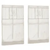 Loberon Scheibengardine 2er Set Mayenne, Liebevoll Bestickt, Charmanter Landhausstil, Blickdicht, mit Tunnelsaum, Sichtschutz, Fensterdekoration, Leinen, Creme