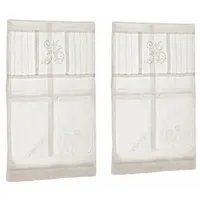 Loberon Scheibengardine 2er Set Mayenne, Liebevoll Bestickt, Charmanter Landhausstil, Blickdicht, mit Tunnelsaum, Sichtschutz, Fensterdekoration, Leinen, Creme
