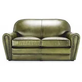 Casa Padrino Couch Leder 2-Sitzer Grün/Schwarz