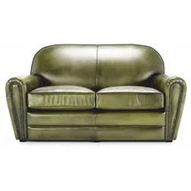 Casa Padrino Couch Leder 2-Sitzer Grün/Schwarz