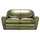Casa Padrino Couch Leder 2-Sitzer Grün/Schwarz