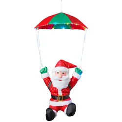 LED Dekofigur BONETTI "Weihnachtsmann mit Fallschirm", bunt, H:90cm, Lampen, Weihnachtsdeko aussen