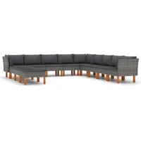 vidaXL 12-tlg Garten-Lounge-Set mit Kissen Poly Rattan Grau Modell 1