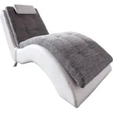 Trendmöbel24 Relaxliege Relaxliege Polsterliege Varese Kunstleder weiß und Webstoff weiß/grau grau