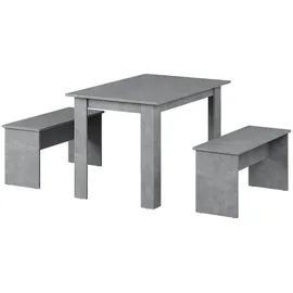 Vicco Esstisch Set Sentio Beton 110 cm mit 2 Bänken