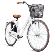 bergsteiger Cityrad Amsterdam 26, 28 Zoll Damenfahrrad, ab 150 cm, Korb, 1 Gang weiß