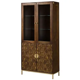 Massivmoebel24 Vitrine Mango 99x40x200 braun geölt DIAMOND 215