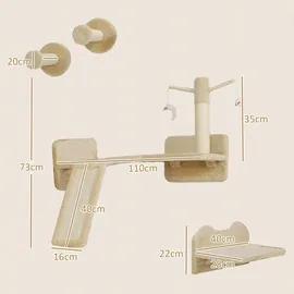 PawHut Kletterwand 3-teilig 56 x 110 x 73 cm beige