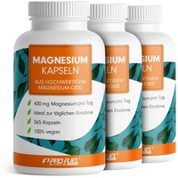 Magnesium Kapseln 1095x - 668mg Magnesium-Oxid, davon 400mg Magnesium pro Kapsel - sehr hoher Magnesium-Gehalt (60%) - Laborgeprüft mit Zertifikat - 100% vegan - 3x365 Magnesium-Kapseln