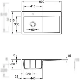 Villeroy & Boch Subway Style 50 links graphite + Handbetätigung