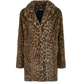 URBAN CLASSICS "Urban Classics Ladies Oversized Faux Fur Leo Coat XS leo, 100% Polyester, Mäntel Wintermantel