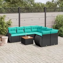 vidaXL Gartensofa-Set 9-tlg. schwarz