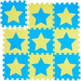 Relaxdays Puzzlematte Sterne Blau,Gelb
