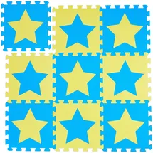 Relaxdays Puzzlematte Sterne Blau,Gelb